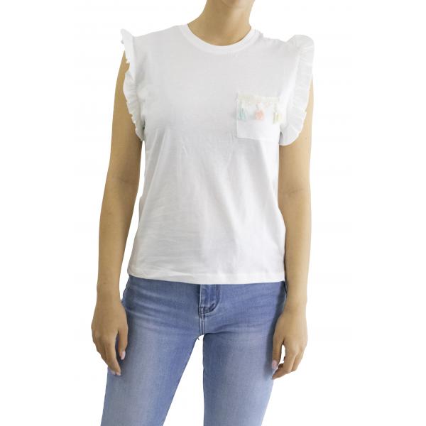 T shirt con tasca e dettagli colorati Only